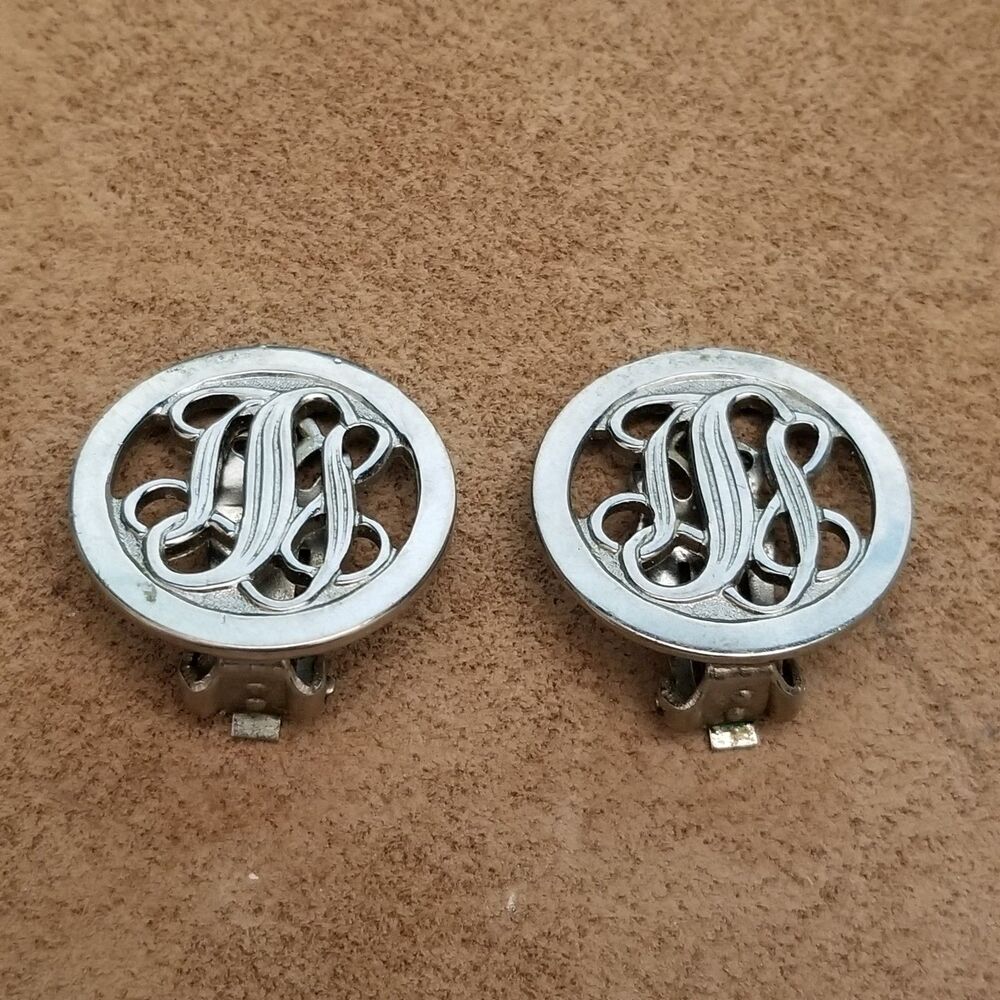 Vintage Monogram Clip On Earrings